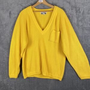 Keynotes L yellow V-neck large men’s sweater vnt Hong Kong kidcore dopamine
